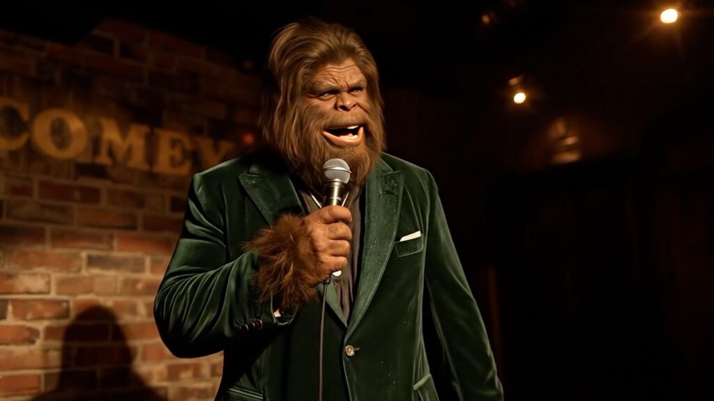 Bigfoot telling jokes