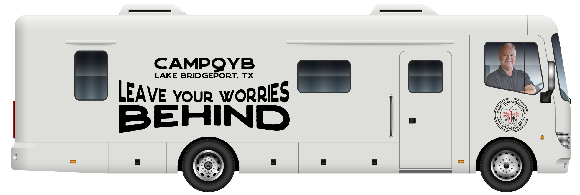 Justin driving an RV