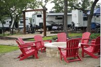RV by the firepit at CampQYB